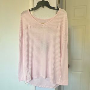 Chaser Pink Thermal Crossover Yoke Long Sleeve Dolman Shirt Size Medium